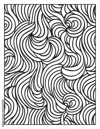 Mindful Patterns Coloring Pages For Adults & Teens,  black and white, line art, illustration, bold and easy coloring page, bold & easy coloring book, stress relief ,coloring book, coloring page