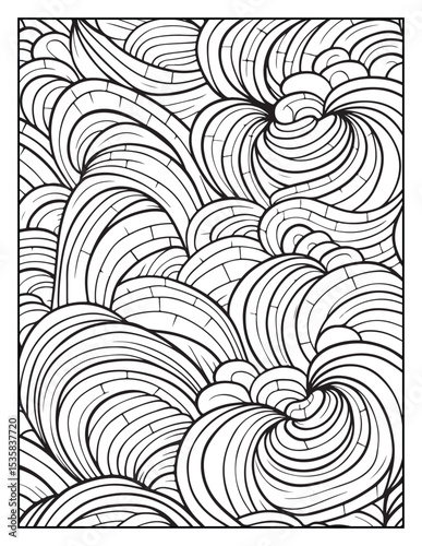 Mindful Patterns Coloring Pages For Adults & Teens,  black and white, line art, illustration, bold and easy coloring page, bold & easy coloring book, stress relief ,coloring book, coloring page