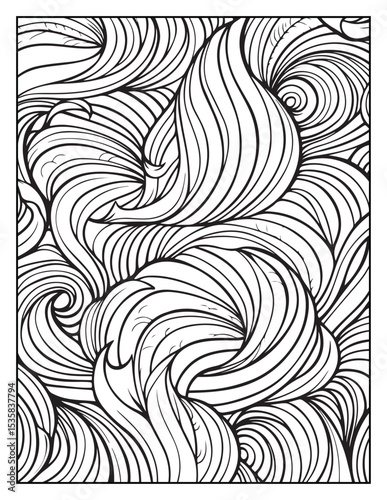 Mindful Patterns Coloring Pages For Adults & Teens,  black and white, line art, illustration, bold and easy coloring page, bold & easy coloring book, stress relief ,coloring book, coloring page