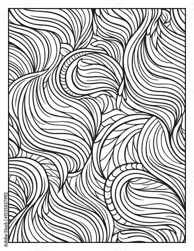 Mindful Patterns Coloring Pages For Adults & Teens,  black and white, line art, illustration, bold and easy coloring page, bold & easy coloring book, stress relief ,coloring book, coloring page