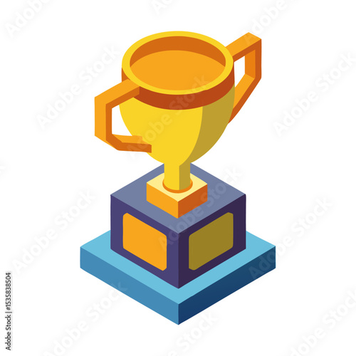 Trophy 3d illustration vector style with white background