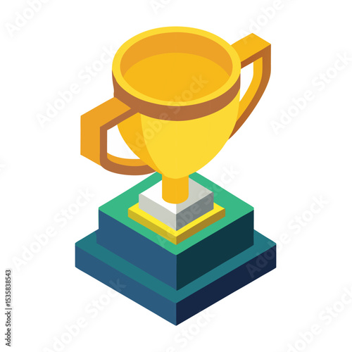 Trophy 3d illustration vector style with white background