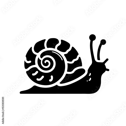 Snail with Spiral Shell Silhouette