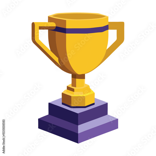Trophy 3d illustration vector style with white background