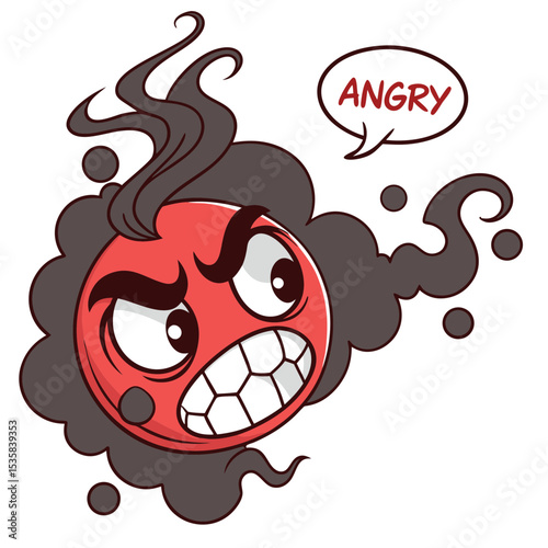 Red Character with Angry Expression and Dark Smoke