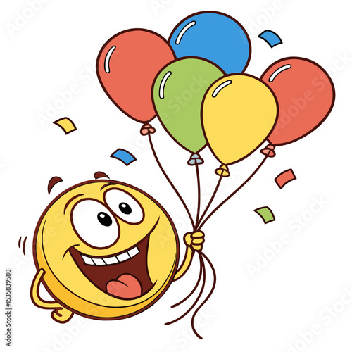 Celebrating Happiness with Balloons and Colorful Confetti