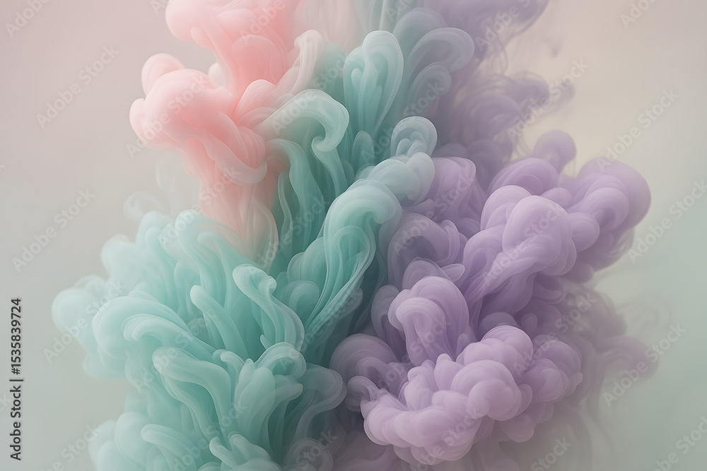Obraz premium Fluid Ink in Water Abstract with Pastel Dye Trails