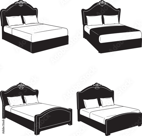 Bed in a Hotel icon vector illustration