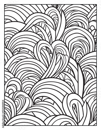 Mindful Patterns Coloring Pages For Adults & Teens,  black and white, line art, illustration, bold and easy coloring page, bold & easy coloring book, stress relief ,coloring book, coloring page