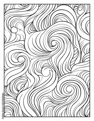 Mindful Patterns Coloring Pages For Adults & Teens,  black and white, line art, illustration, bold and easy coloring page, bold & easy coloring book, stress relief ,coloring book, coloring page