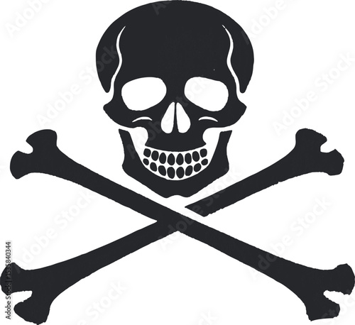 Black Skull and Crossbones Symbol Illustration white