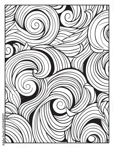Mindful Patterns Coloring Pages For Adults & Teens,  black and white, line art, illustration, bold and easy coloring page, bold & easy coloring book, stress relief ,coloring book, coloring page