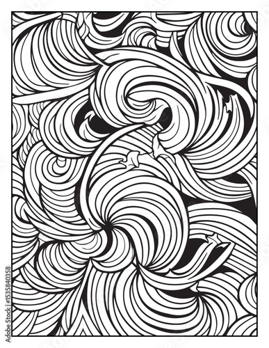 Mindful Patterns Coloring Pages For Adults & Teens,  black and white, line art, illustration, bold and easy coloring page, bold & easy coloring book, stress relief ,coloring book, coloring page