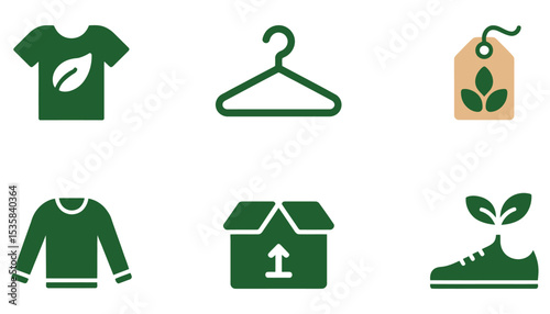 Green home and real estate eco icons, a set of ecological house symbols for environmental design and energy-efficient building concepts
