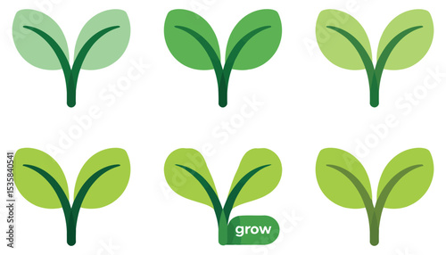 A versatile vector set of green leaves and plants, perfect for nature-inspired eco designs