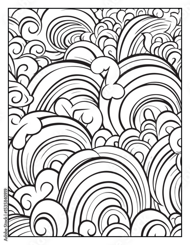 Mindful Patterns Coloring Pages For Adults & Teens,  black and white, line art, illustration, bold and easy coloring page, bold & easy coloring book, stress relief ,coloring book, coloring page