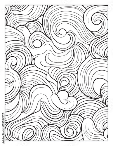Mindful Patterns Coloring Pages For Adults & Teens,  black and white, line art, illustration, bold and easy coloring page, bold & easy coloring book, stress relief ,coloring book, coloring page