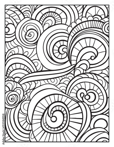 Mindful Patterns Coloring Pages For Adults & Teens,  black and white, line art, illustration, bold and easy coloring page, bold & easy coloring book, stress relief ,coloring book, coloring page