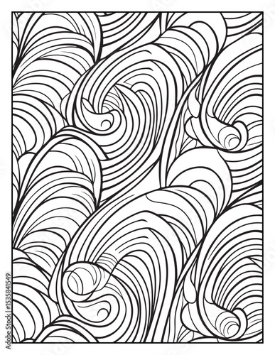 Mindful Patterns Coloring Pages For Adults & Teens,  black and white, line art, illustration, bold and easy coloring page, bold & easy coloring book, stress relief ,coloring book, coloring page