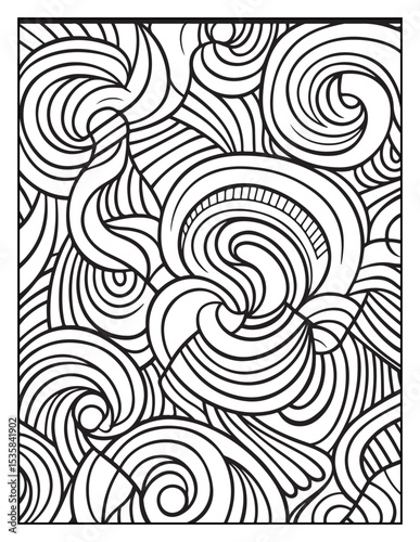 Mindful Patterns Coloring Pages For Adults & Teens,  black and white, line art, illustration, bold and easy coloring page, bold & easy coloring book, stress relief ,coloring book, coloring page