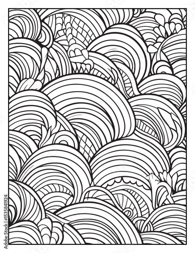 Mindful Patterns Coloring Pages For Adults & Teens,  black and white, line art, illustration, bold and easy coloring page, bold & easy coloring book, stress relief ,coloring book, coloring page