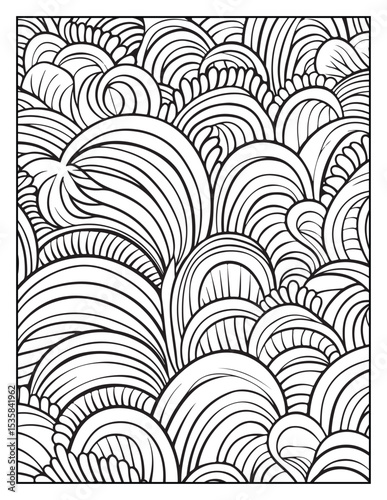 Mindful Patterns Coloring Pages For Adults & Teens,  black and white, line art, illustration, bold and easy coloring page, bold & easy coloring book, stress relief ,coloring book, coloring page