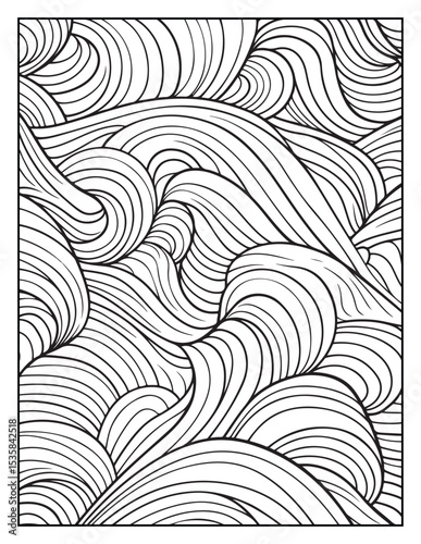 Mindful Patterns Coloring Pages For Adults & Teens,  black and white, line art, illustration, bold and easy coloring page, bold & easy coloring book, stress relief ,coloring book, coloring page