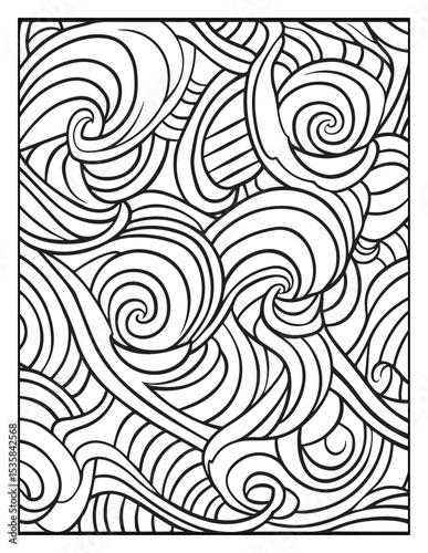 Mindful Patterns Coloring Pages For Adults & Teens,  black and white, line art, illustration, bold and easy coloring page, bold & easy coloring book, stress relief ,coloring book, coloring page
