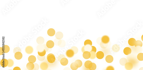 Vibrant bokeh lights, border pattern, creating a festive, luxurious atmosphere for Christmas. Golden
