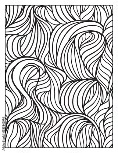 Mindful Patterns Coloring Pages For Adults & Teens,  black and white, line art, illustration, bold and easy coloring page, bold & easy coloring book, stress relief ,coloring book, coloring page