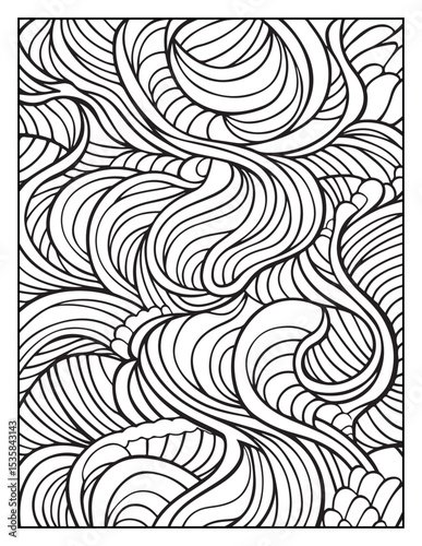 Mindful Patterns Coloring Pages For Adults & Teens,  black and white, line art, illustration, bold and easy coloring page, bold & easy coloring book, stress relief ,coloring book, coloring page