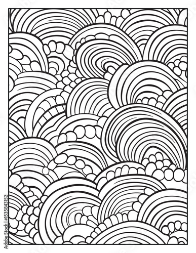 Mindful Patterns Coloring Pages For Adults & Teens,  black and white, line art, illustration, bold and easy coloring page, bold & easy coloring book, stress relief ,coloring book, coloring page