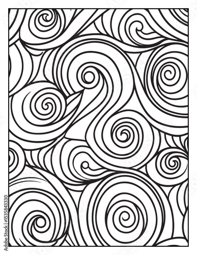 Mindful Patterns Coloring Pages For Adults & Teens,  black and white, line art, illustration, bold and easy coloring page, bold & easy coloring book, stress relief ,coloring book, coloring page