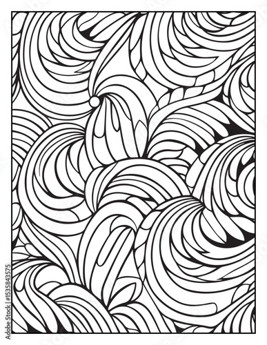 Mindful Patterns Coloring Pages For Adults & Teens,  black and white, line art, illustration, bold and easy coloring page, bold & easy coloring book, stress relief ,coloring book, coloring page