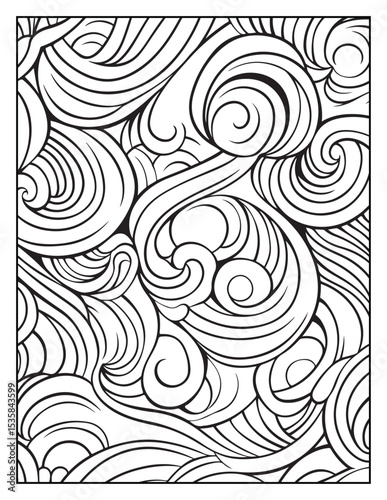 Mindful Patterns Coloring Pages For Adults & Teens,  black and white, line art, illustration, bold and easy coloring page, bold & easy coloring book, stress relief ,coloring book, coloring page