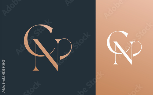 Initial letter CN NC logo design vector illustration for couple, wedding, and business