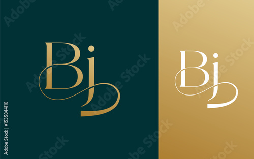 Initial letter BJ JB logo design vector illustration for couple, wedding, and business