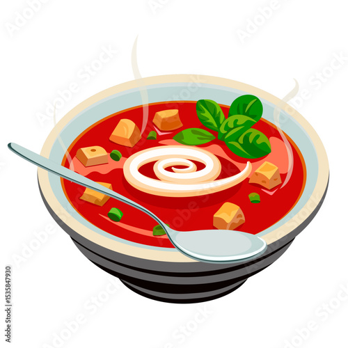 Delicious hot tomato soup without background