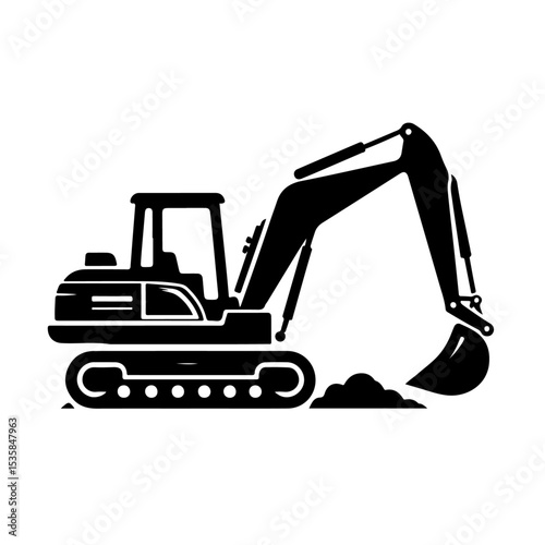 Excavator with Bucket Silhouette
