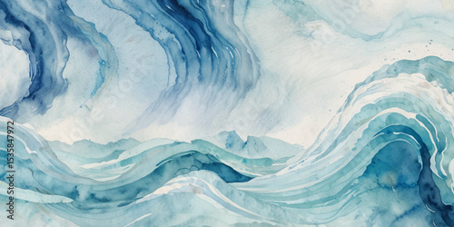 Top and aerial view of wave ocean sea background. Blue and white wavy sea water background.