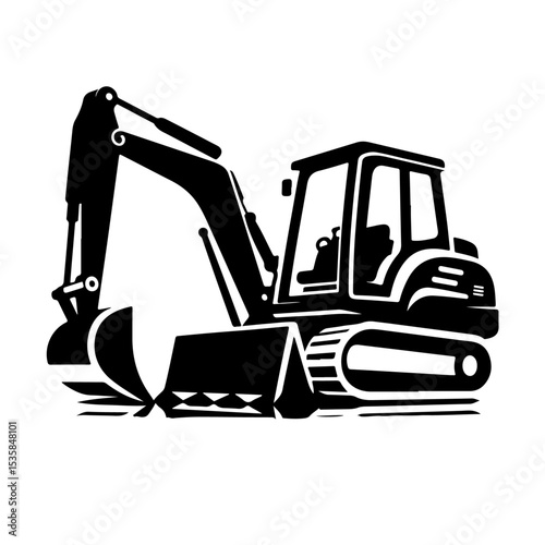 Excavator with Bucket Silhouette