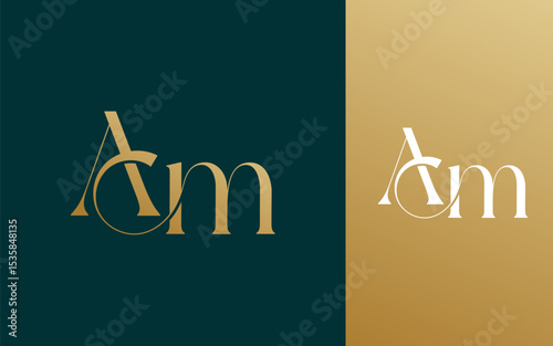 Initial letter AM MA logo design vector illustration for couple, wedding, and business