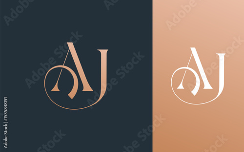 Initial letter AJ JA logo design vector illustration for couple, wedding, and business