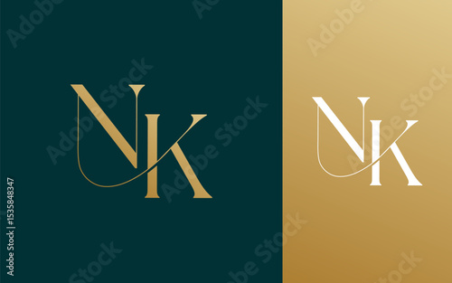 Initial letter NK KN logo design vector illustration for couple, wedding, and business
