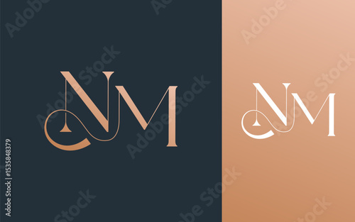 Initial letter NM MN logo design vector illustration for couple, wedding, and business