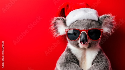 Koala in a Christmas hat