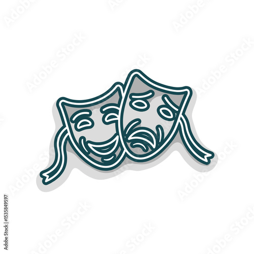 Theater masks representing emotional range in minimal flat design  