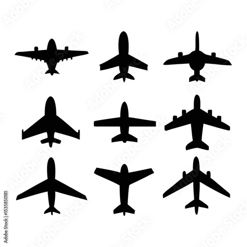 Set airplane icon. Aircrafts flat style - stock vector.