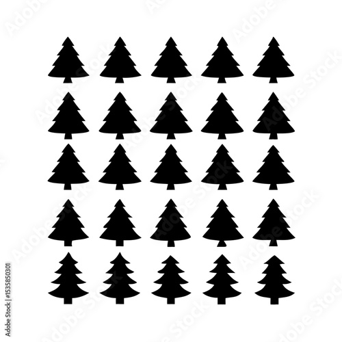 set of christmas trees