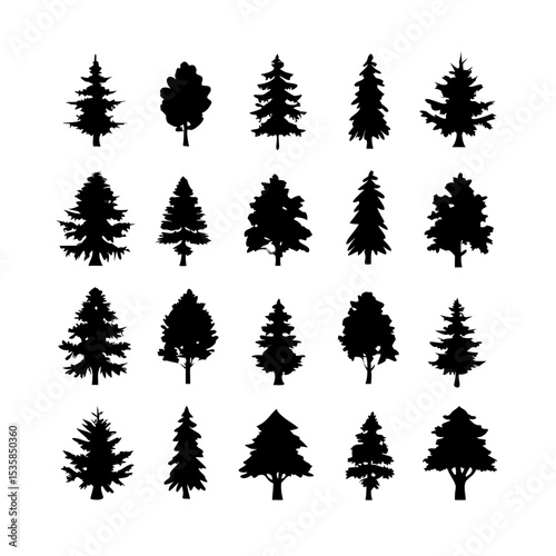 set of fir trees